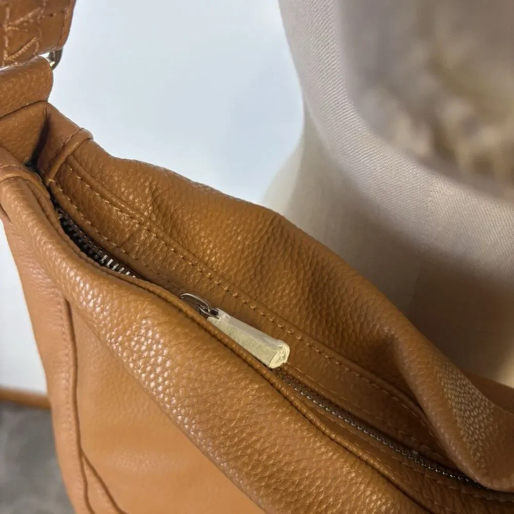 Jewell by Thirty-One Handbag Womens Tan Hobo Shoulder Bag Faux Leather Pebbled